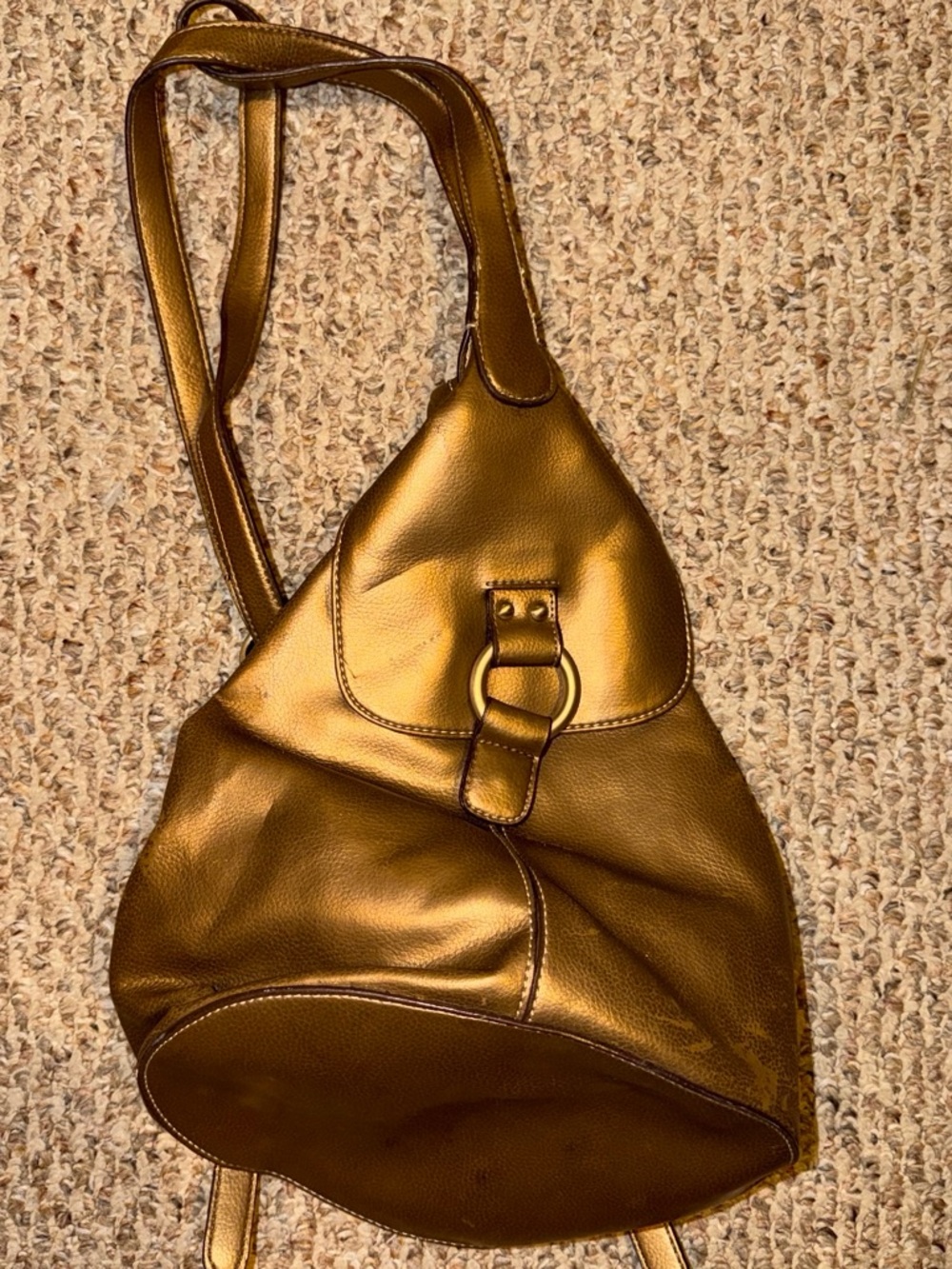 Women's Metallic Gold Leather Shoulder Bag